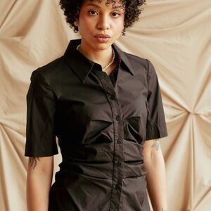 Diane Von Furstenberg Black Ruched Shirt